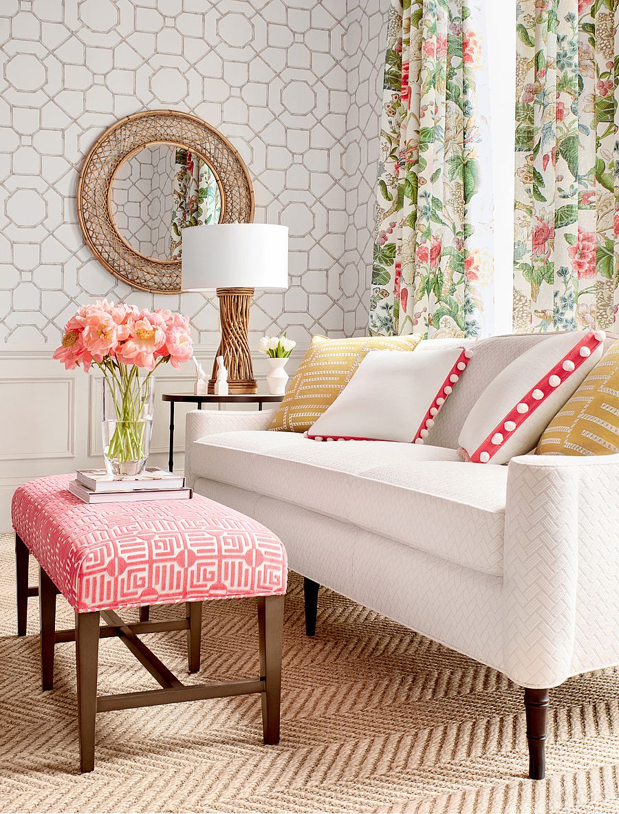 Thibaut fabrics and wallpaper create a light airy space. Here is a perfect example of Cottagecore. It doesn't ha
