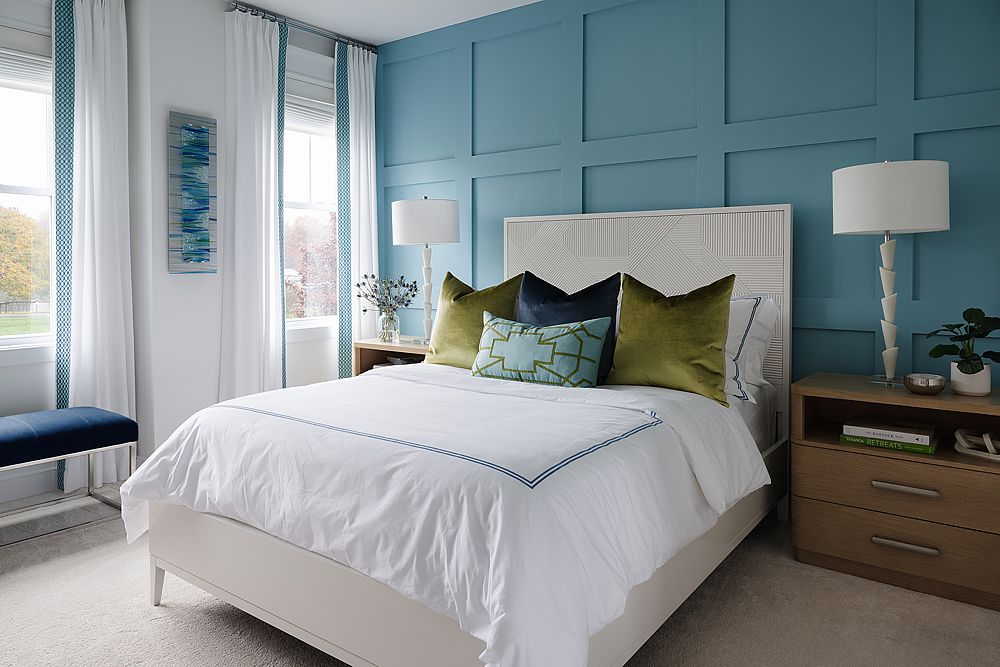 Consider a painted or wallpapered accent wall behind the bed.